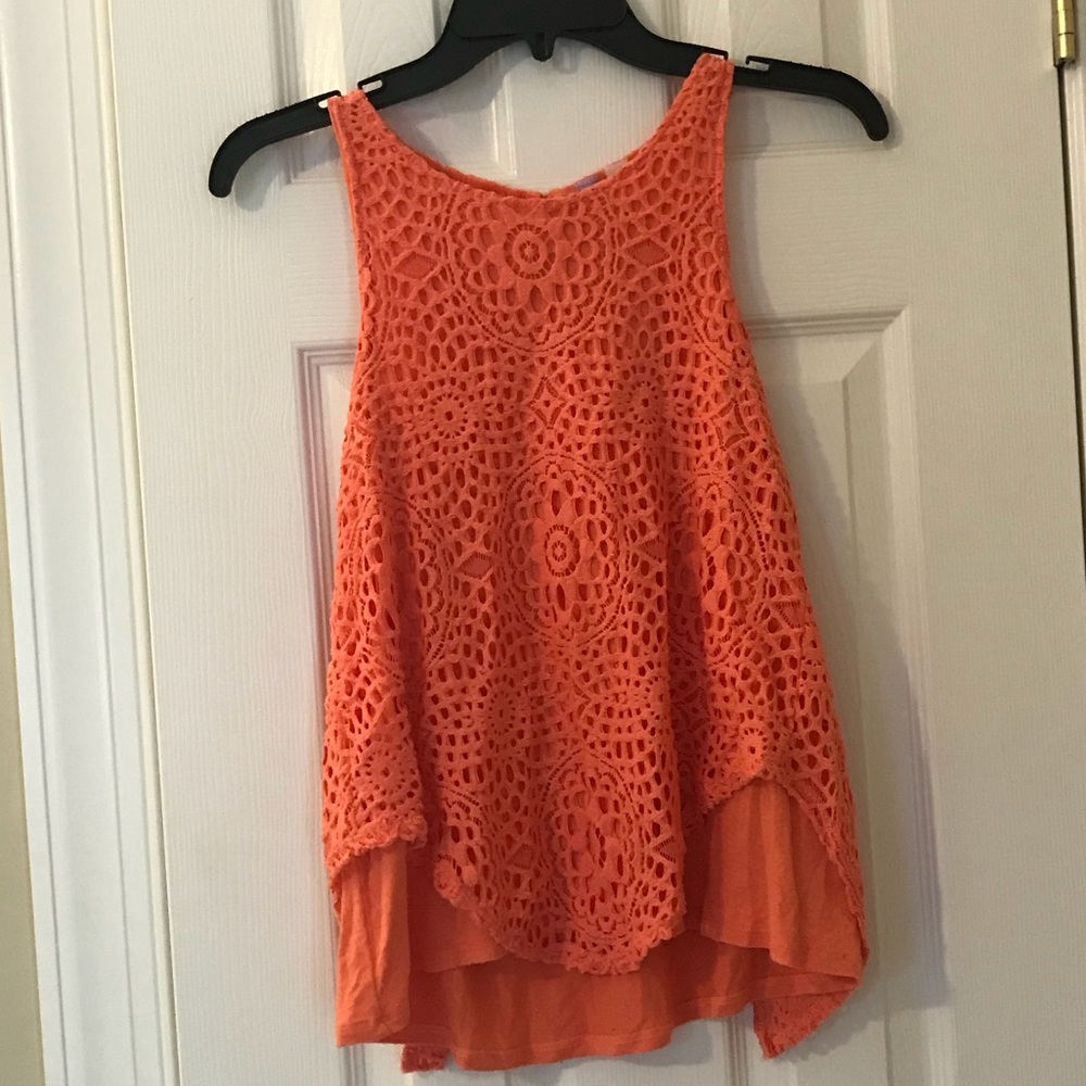 Women’s Sleeveless Coral Lace Overlay Top